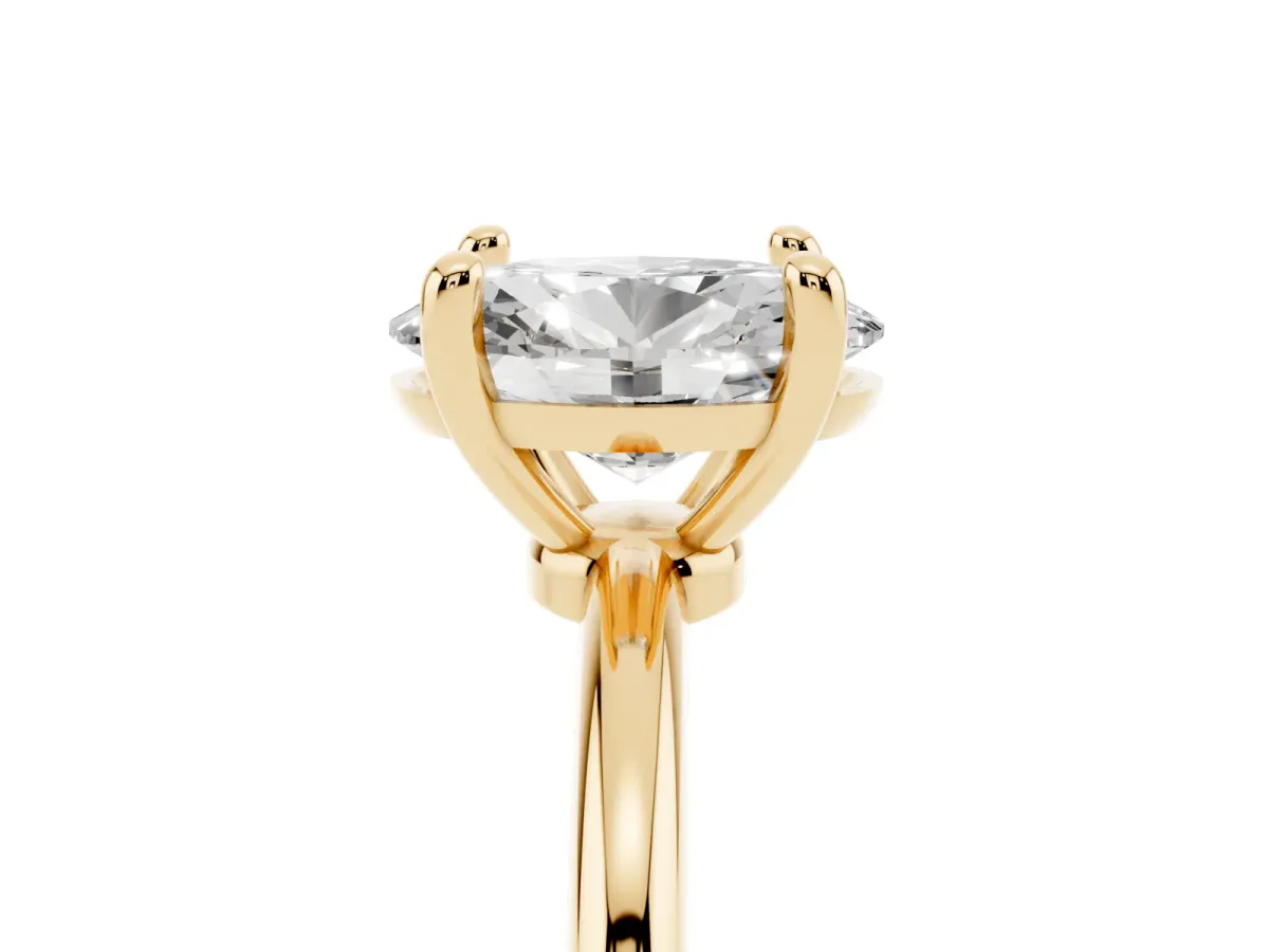 Oval Cut Solitaire Diamond Ring with 4-Prong Setting on a Classic Band Yellow gold