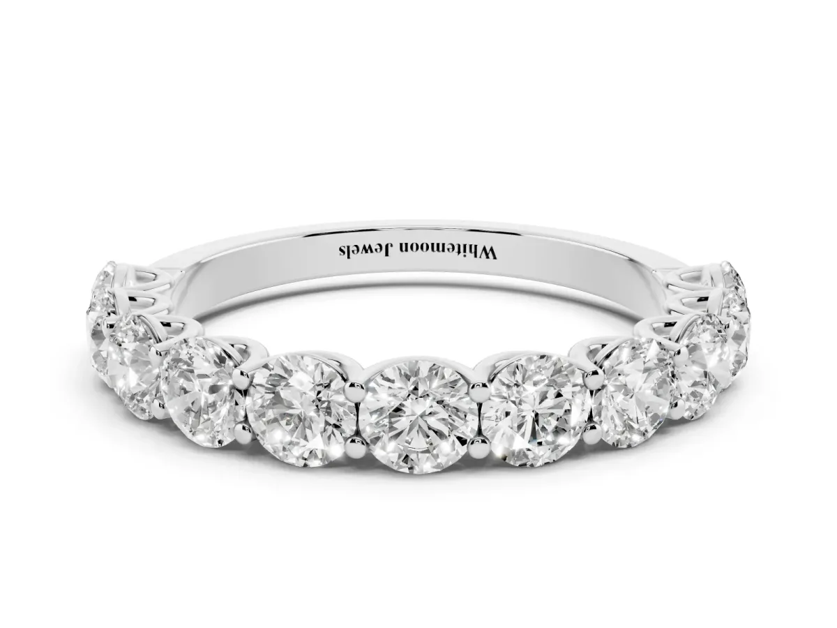 Round Diamond Shared Prong Eternity Band Platinum