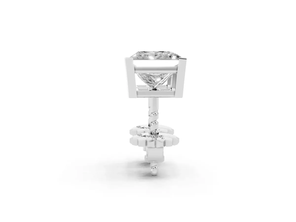 Princess Cut Diamond Stud Earrings Platinum