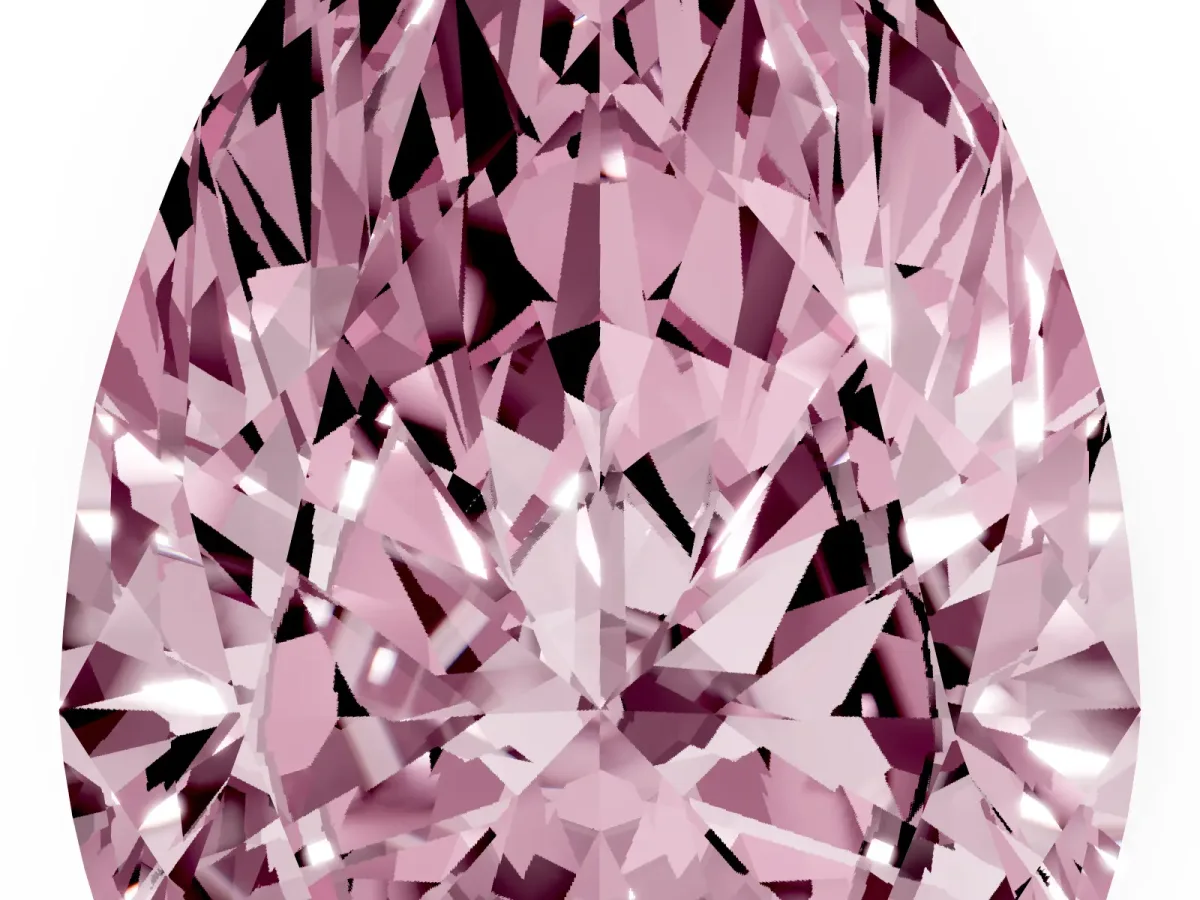 Fancy Pink Pear Cut Diamond Ring with Marquise Side Stones and Prong Setting White gold