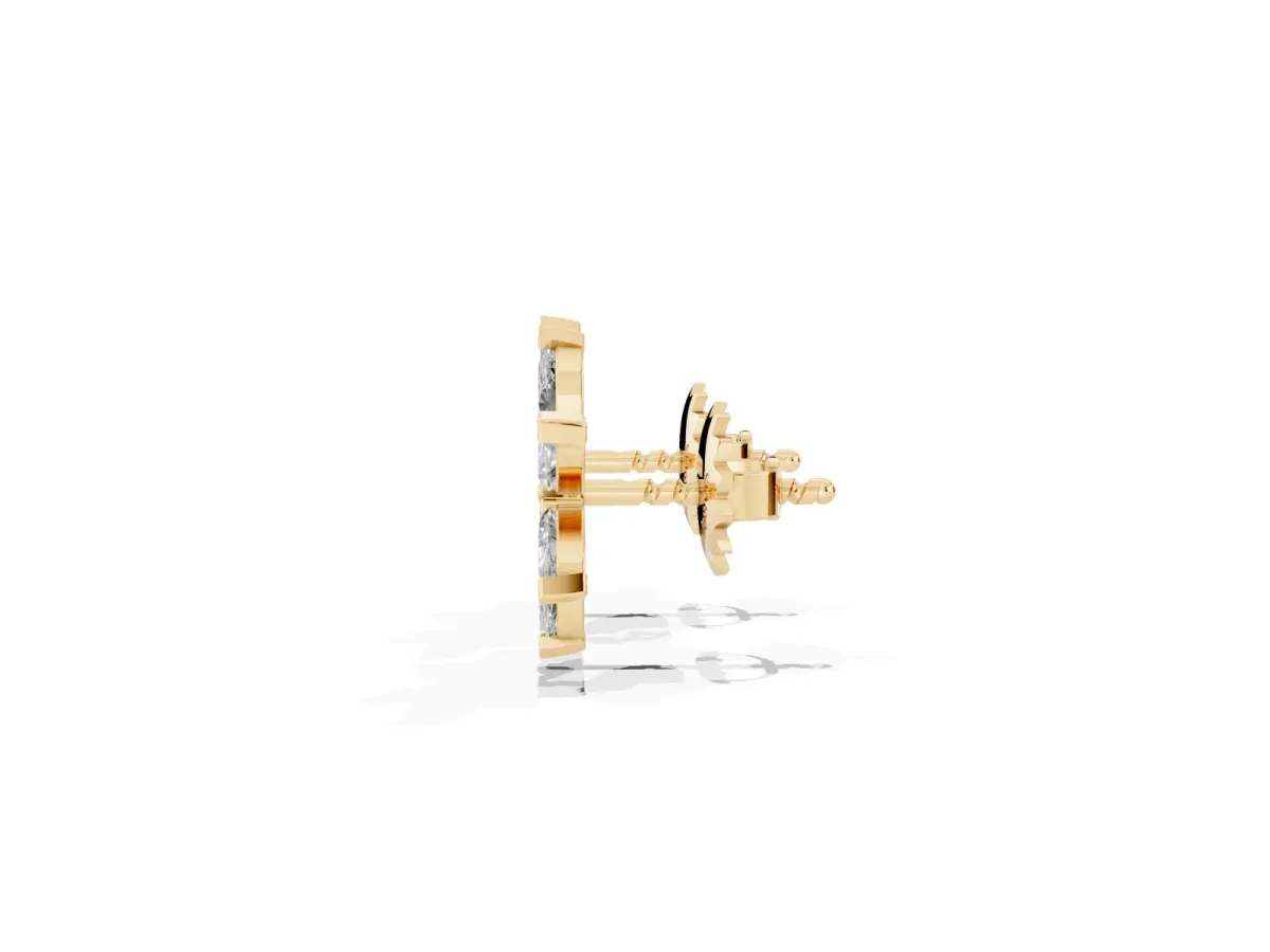 Marquise Diamond Sunflower Stud Earrings Yellow gold