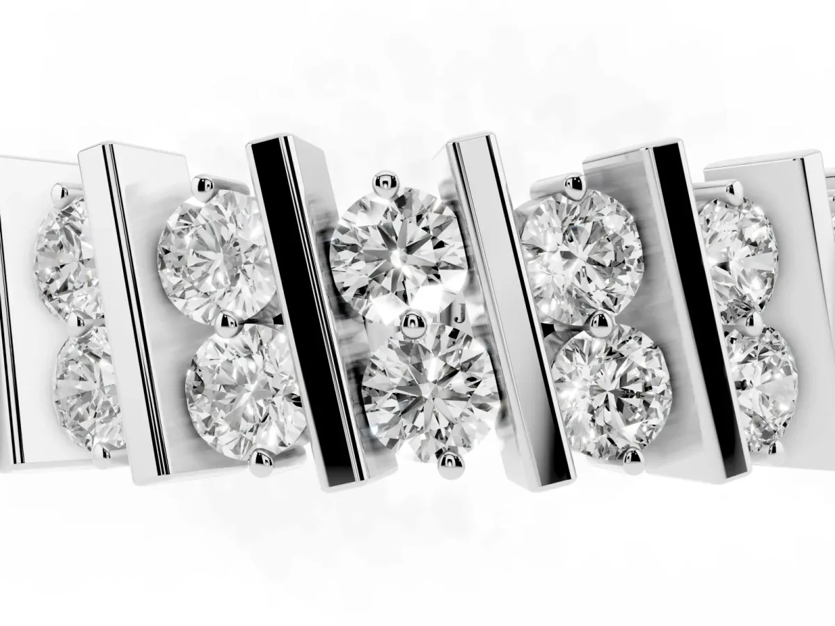 Channel Set Round Diamond Anniversary Band with Vertical Prongs Silver