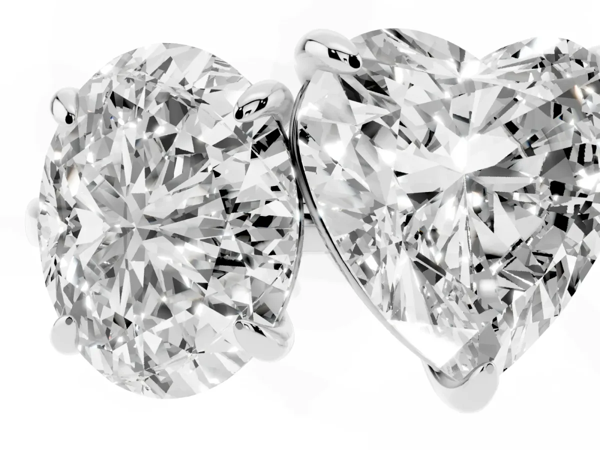 Oval and Heart Toi Moi Ring with Prong Setting and Plain Band Platinum