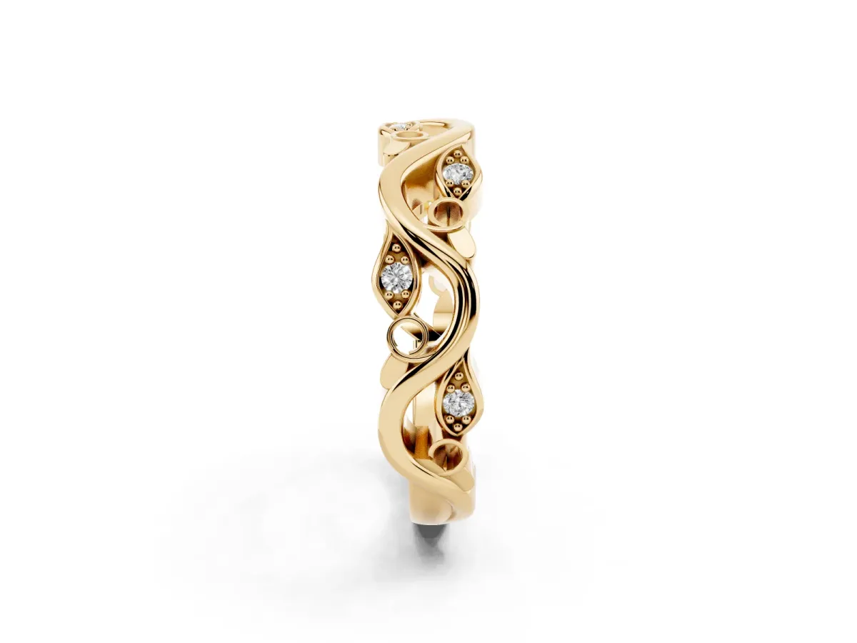 Marquise Diamond Vine Eternity Band with Bezel Setting Yellow gold