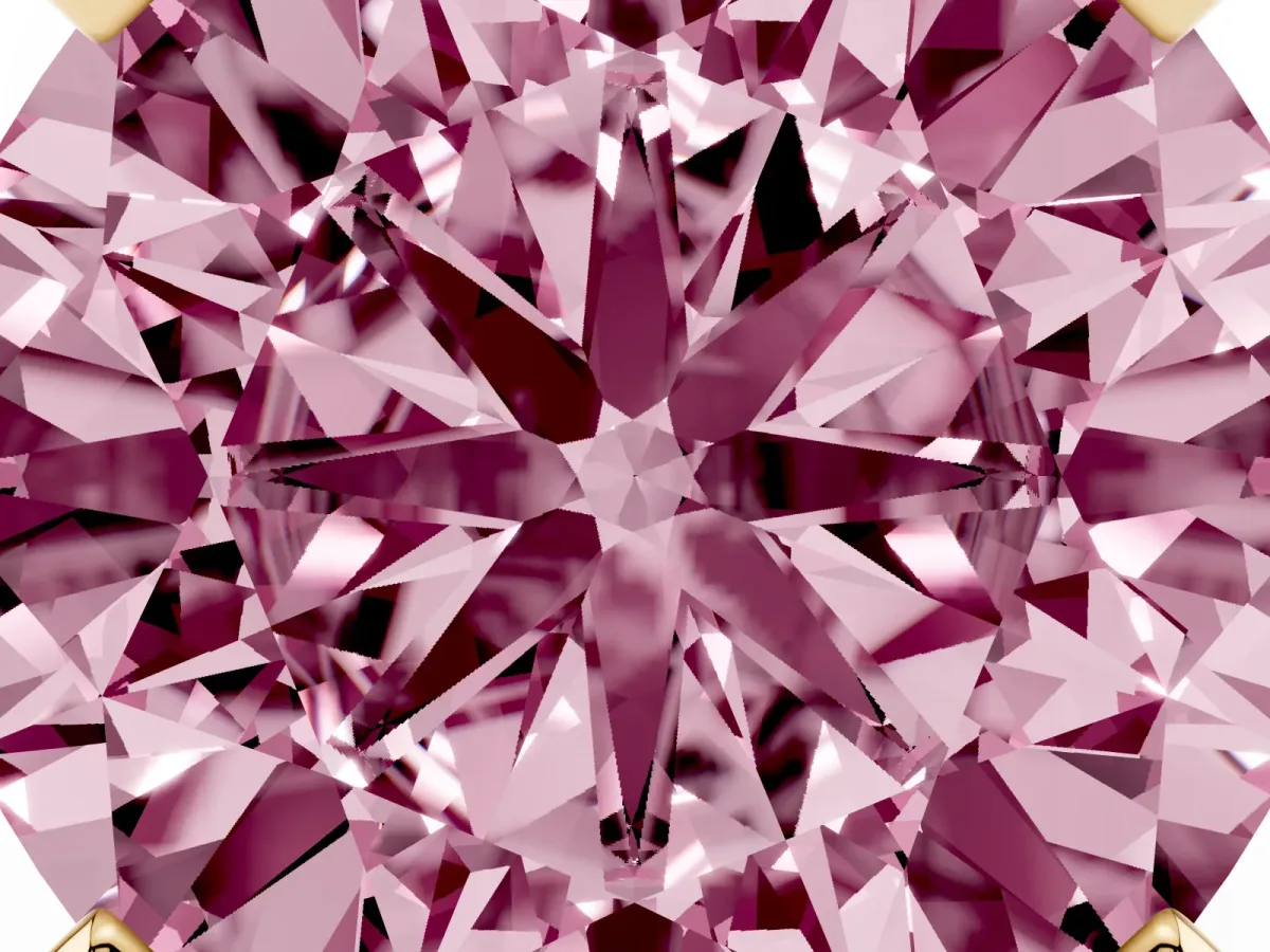Fancy Pink Round Cut Diamond Solitaire Ring with Prong Setting and Classic Band Yellow gold