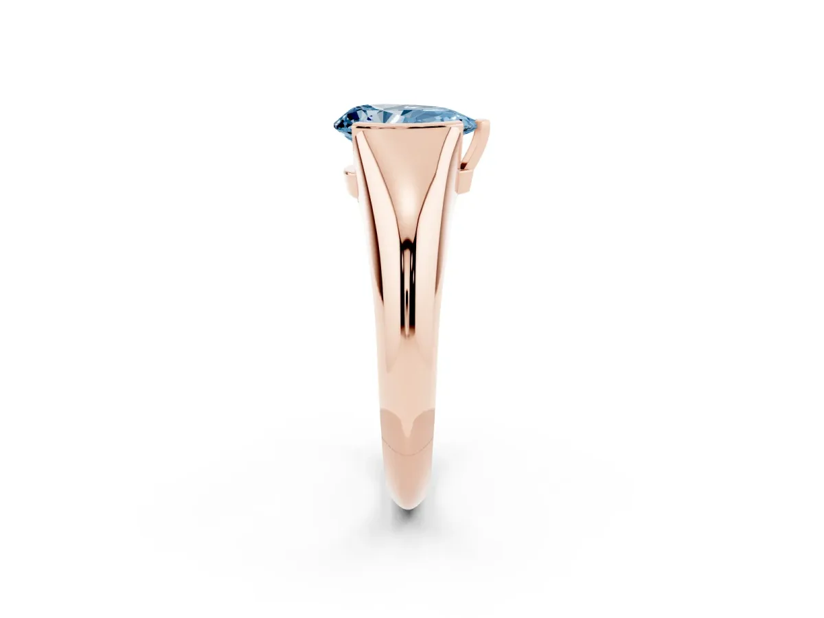 Fancy Blue Pear Cut Solitaire Tension Set Diamond Ring Rose gold
