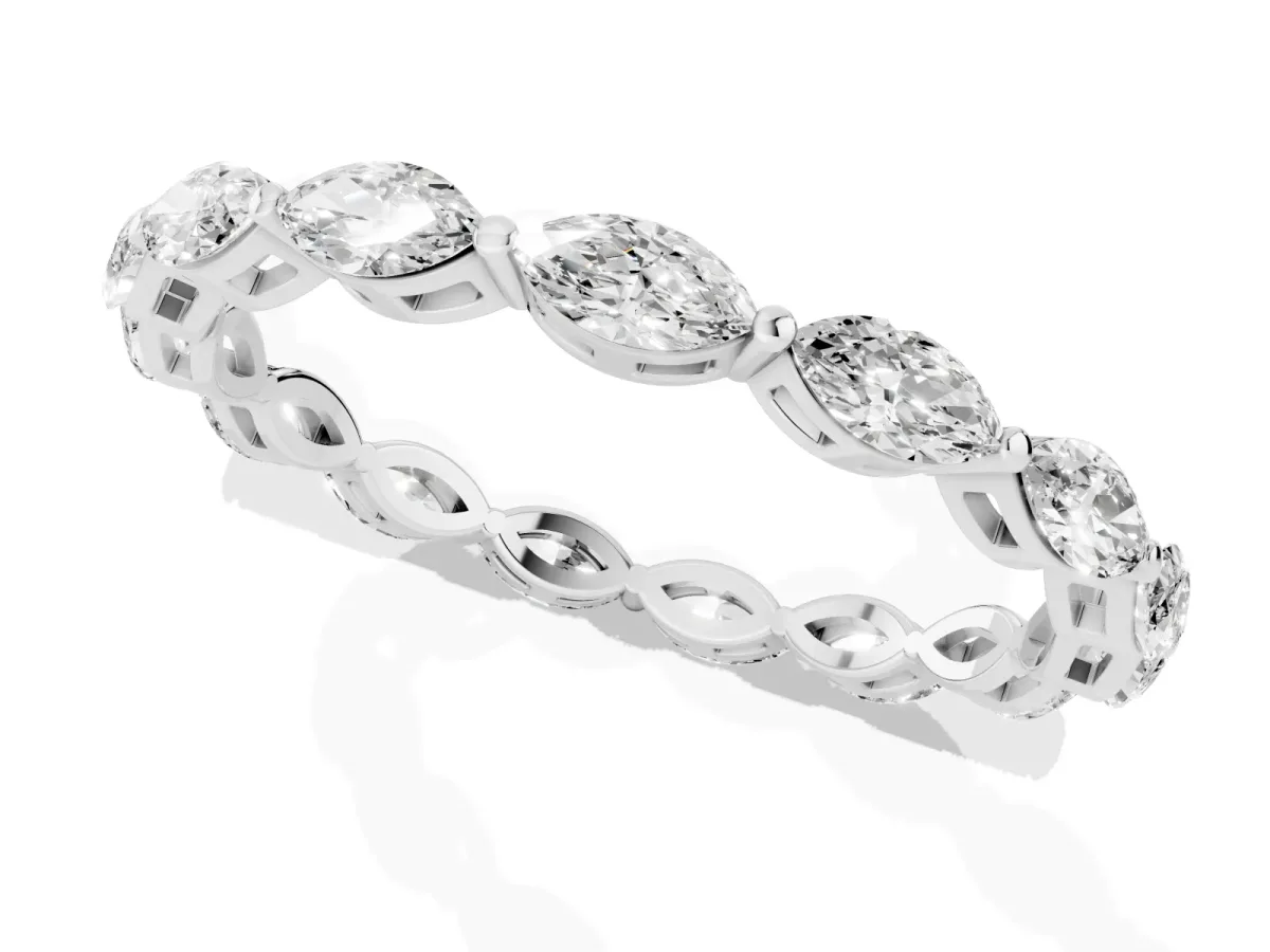 Marquise Diamond Eternity Band with U-Prong Setting Silver