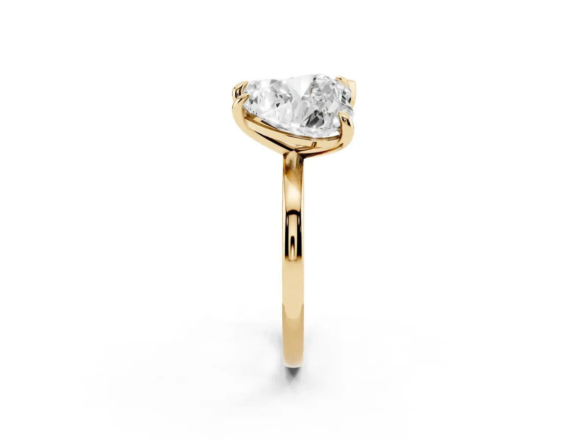 Pear and Heart Toi Moi Ring with Prong Setting and Plain Band Yellow gold