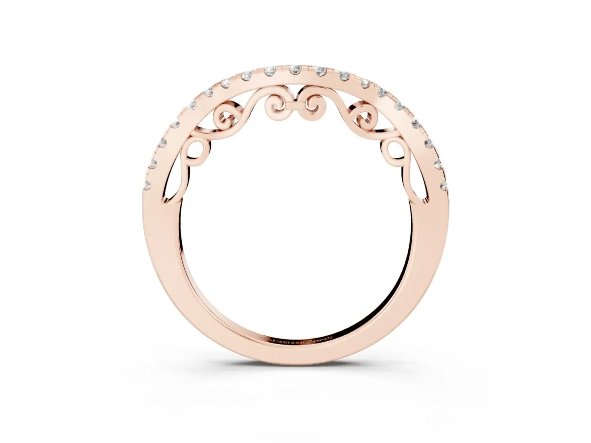 Curved Diamond Pavé Round Eternity Band with Shared Prong Setting Rose gold