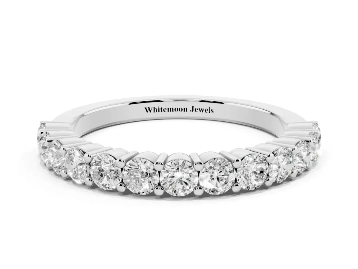 Alternating Round Diamond Promise Ring with Round Diamond Accents Silver