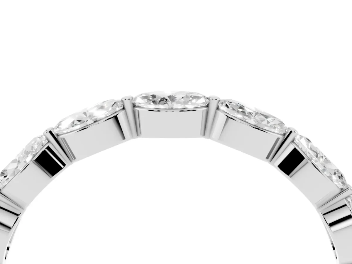 Marquise Diamond Half Eternity Band with Prong Setting Silver