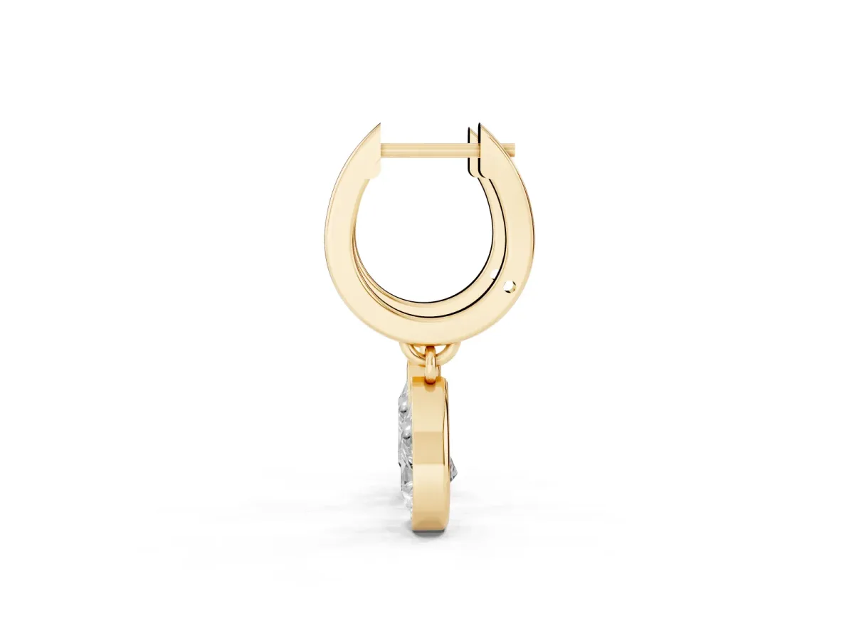 Pear Diamond Framed Huggie Drop Earrings Yellow gold