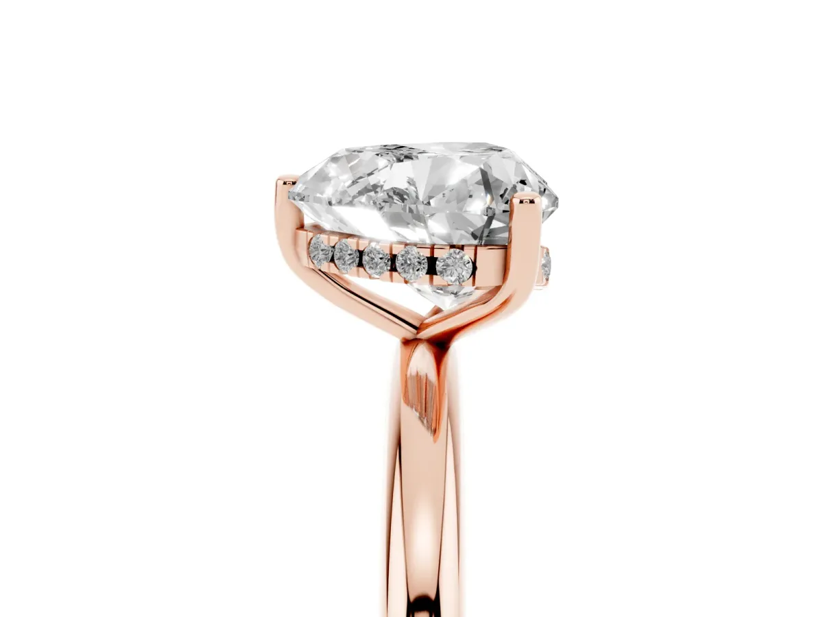 Heart Cut Cut Solitaire Engagement Ring with Four-Prong Setting and Classic Band Rose gold
