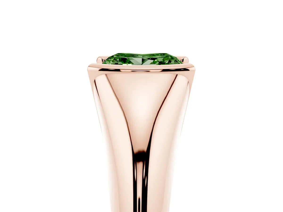 Fancy Green Princess Cut Solitaire Tension Set Diamond Ring Rose gold
