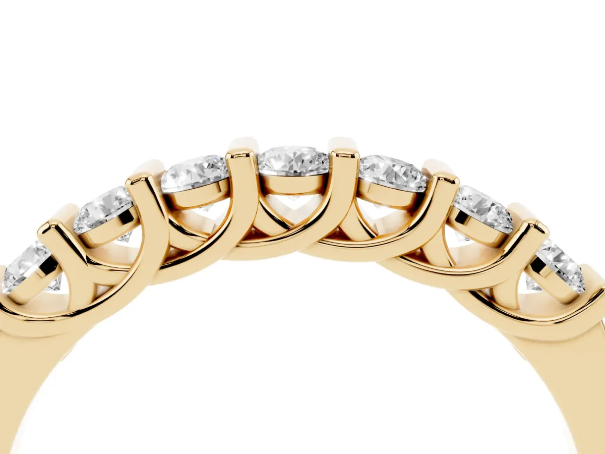 Channel-Set Round Diamond Half-Eternity Band Yellow gold