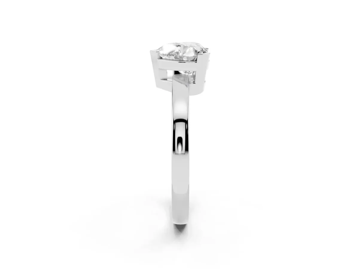 Heart Cut Cut Solitaire Ring with Four-Prong Setting and Classic Band Platinum