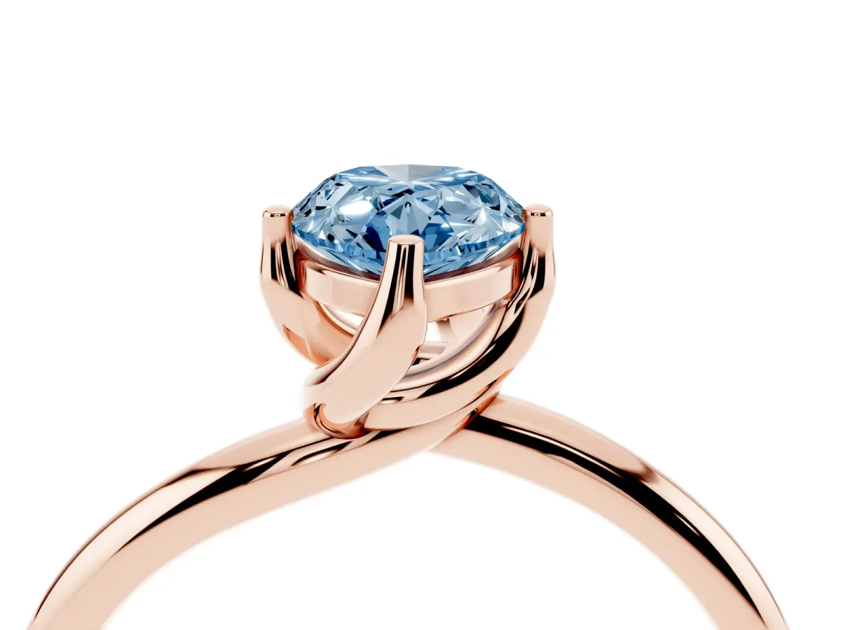 Fancy Blue Pear Cut Diamond Solitaire Engagement Ring with Four-Prong Setting and Classic Band Rose gold