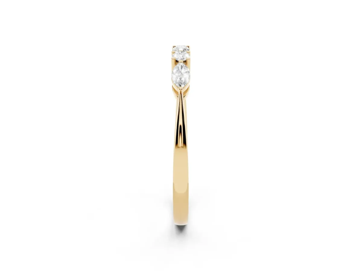 Prong Set Round Diamond Half-Eternity Band Yellow gold