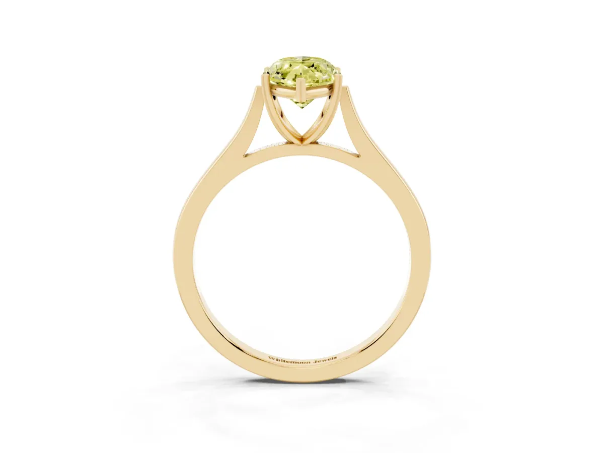 Fancy Yellow Marquise Cut Solitaire Heart Prong Engagement Ring with Tapered Band Yellow gold