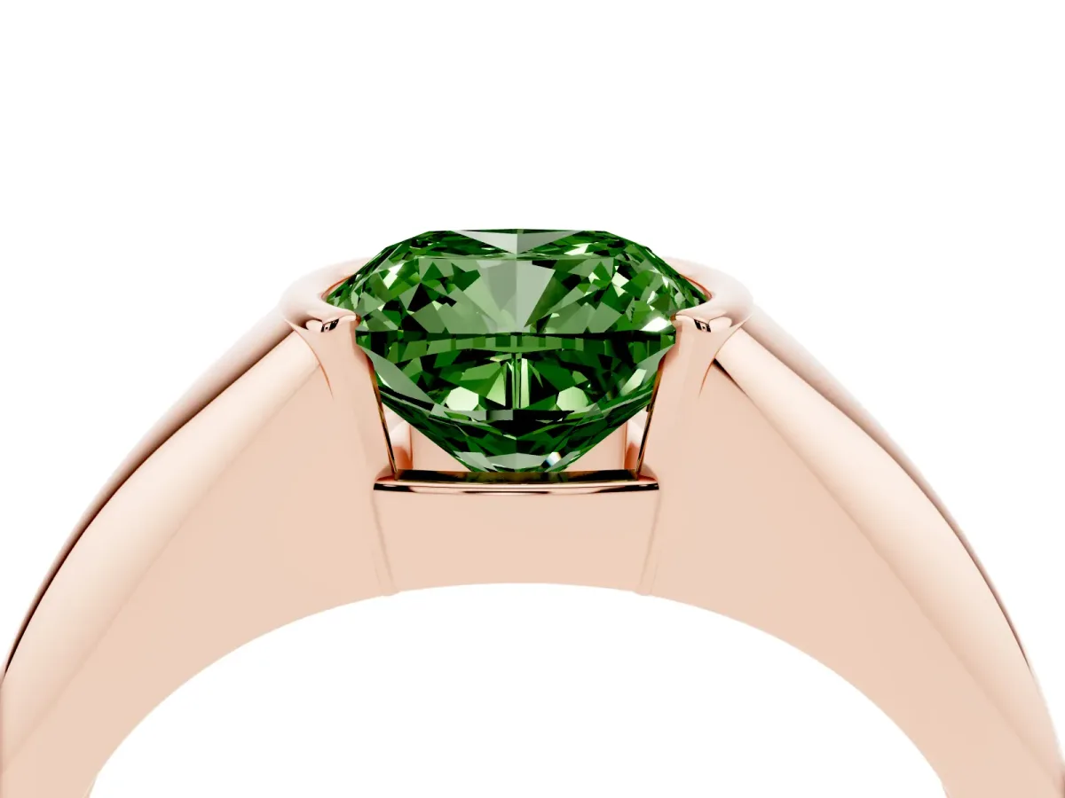 Fancy Green Cushion Cut Solitaire Tension Set Diamond Ring Rose gold