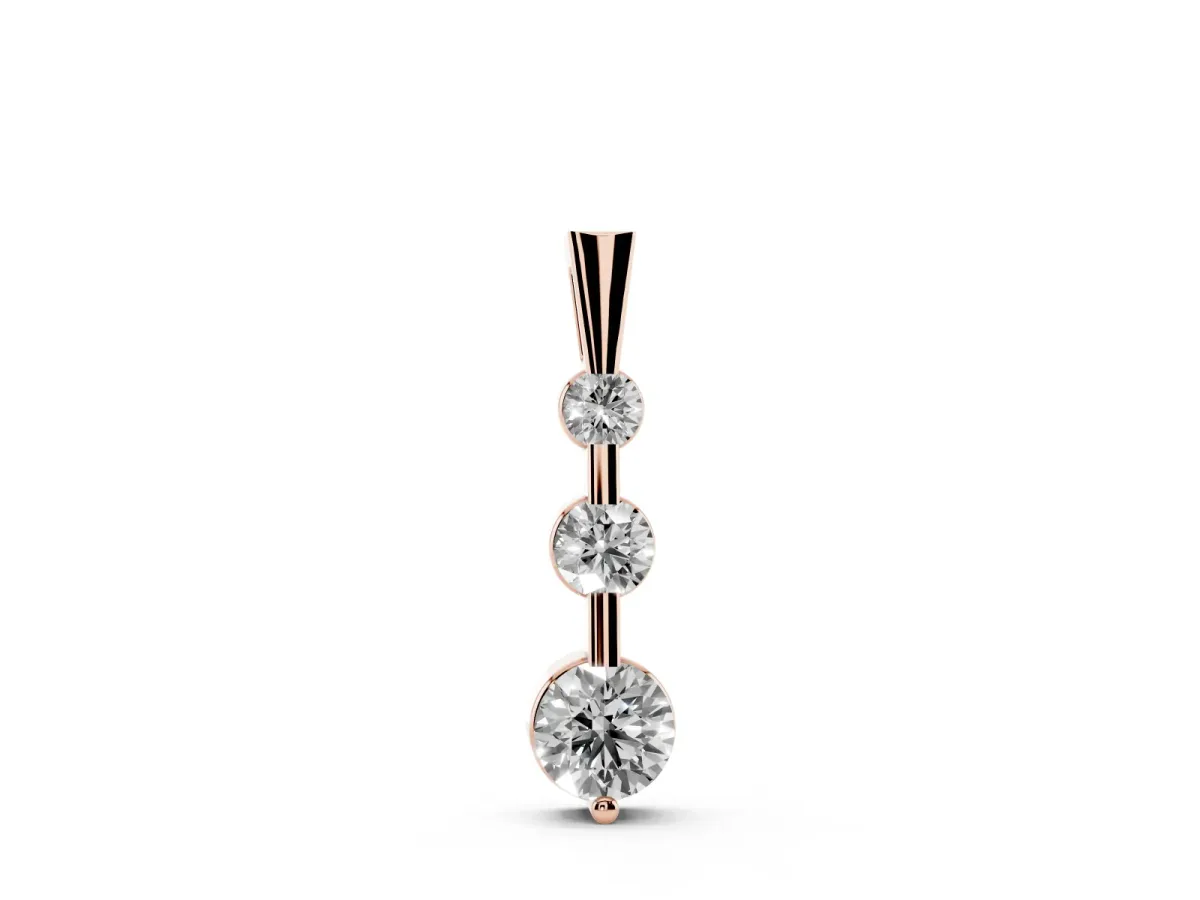 Three-Stone Round Diamond Prong-Set Pendant Rose gold