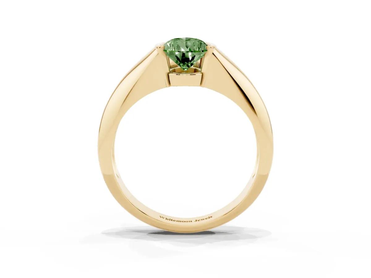 Fancy Green Pear Cut Solitaire Tension Set Diamond Ring Yellow gold