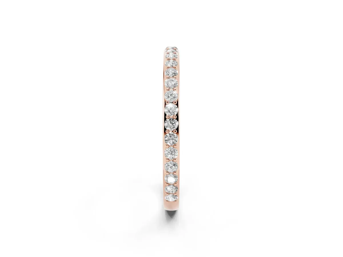 Pavé Round Diamond Eternity Band with Shared Prong Setting Rose gold
