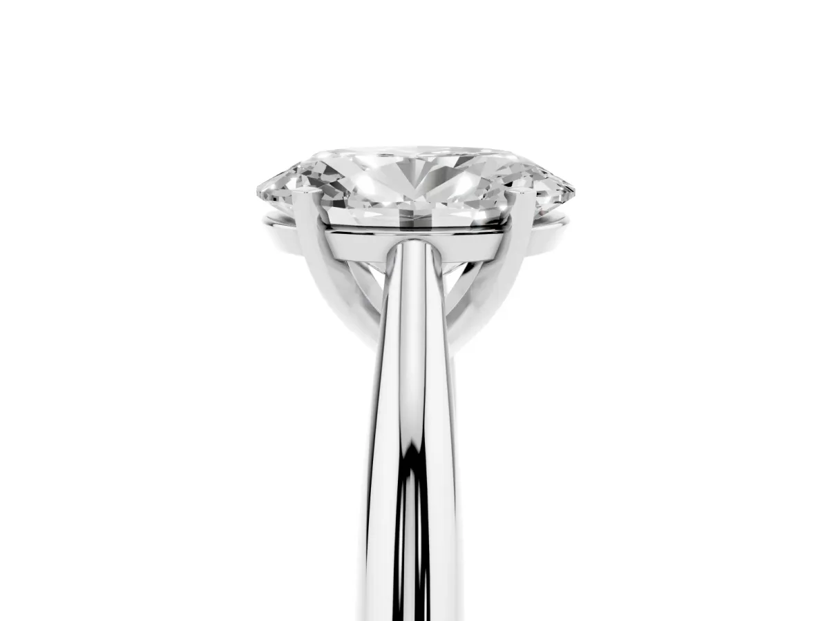 Oval Cut Diamond Solitaire Engagement Ring with Cathedral Setting and Four-Prong Mount Silver