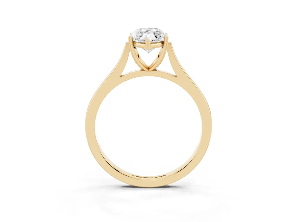 Marquise Cut Solitaire Heart Prong Engagement Ring with Tapered Band Yellow gold
