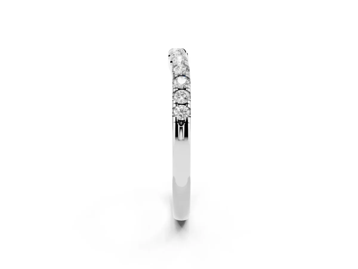 Round Diamond Pavé Curved Eternity Band with Shared Prong Setting Platinum