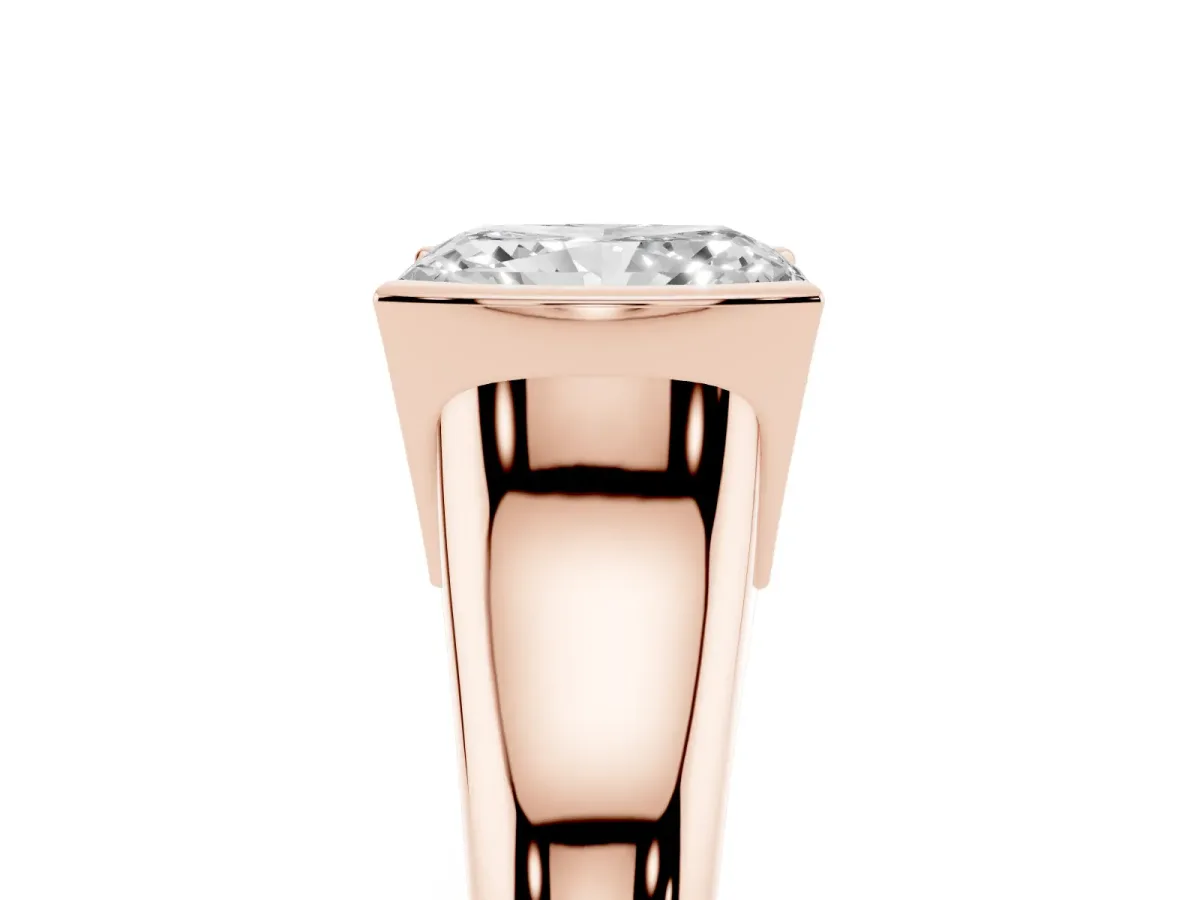 Radiant Cut Solitaire Tension Set Diamond Ring with Split Shank Band Rose gold