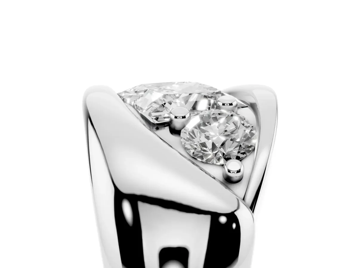 Channel Set Princess Cut Diamond Crossover Band Silver