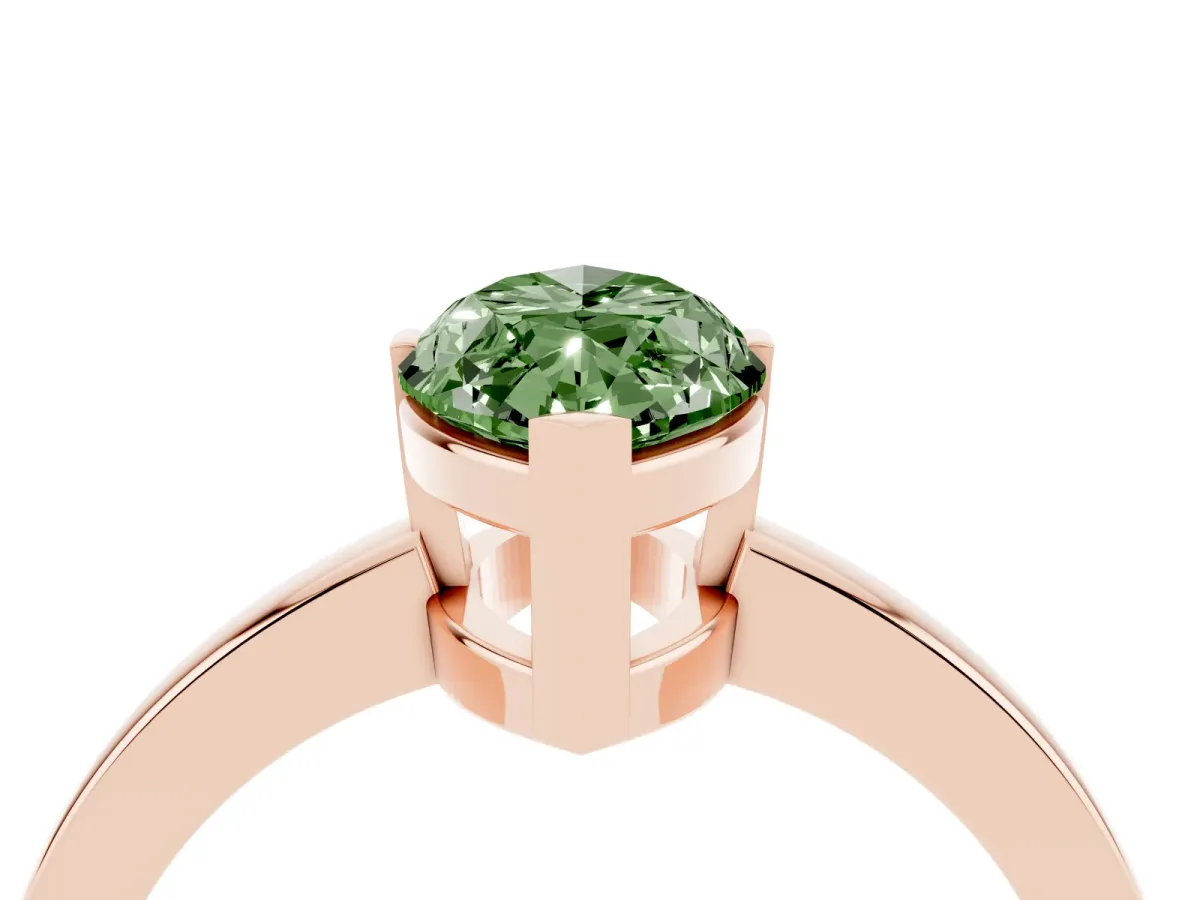 Fancy Green Marquise Cut Cut Solitaire Ring with Four-Prong Setting and Classic Band Rose gold
