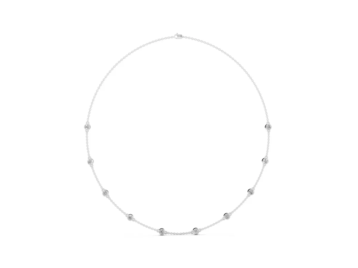 Bezel-Set Round Diamond Station Necklace Silver