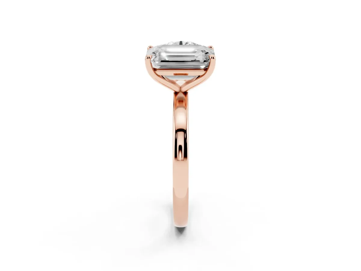 Round Cut and Emerald Cut Toi Moi Ring with Prong Setting Rose gold