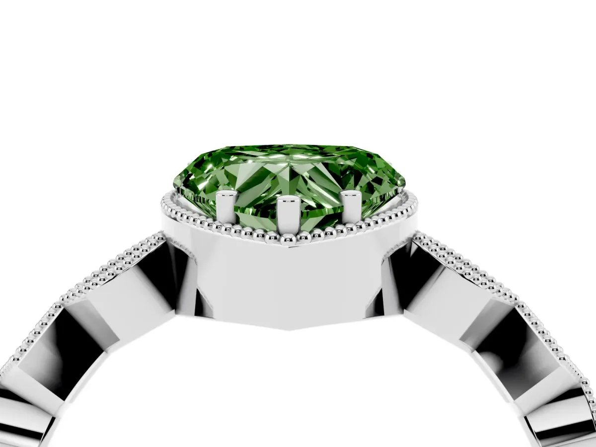 Fancy Green Heart Cut Milgrain Marquise Diamond Twist Band Ring Silver