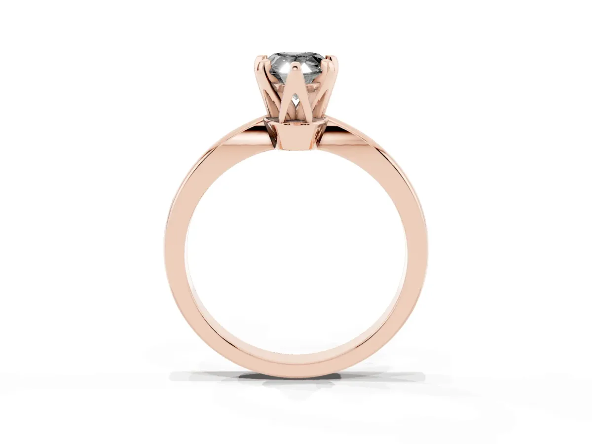 Fancy Black Pear Cut Solitaire Engagement Ring with Six-Prong Setting and Tapered Band Rose gold