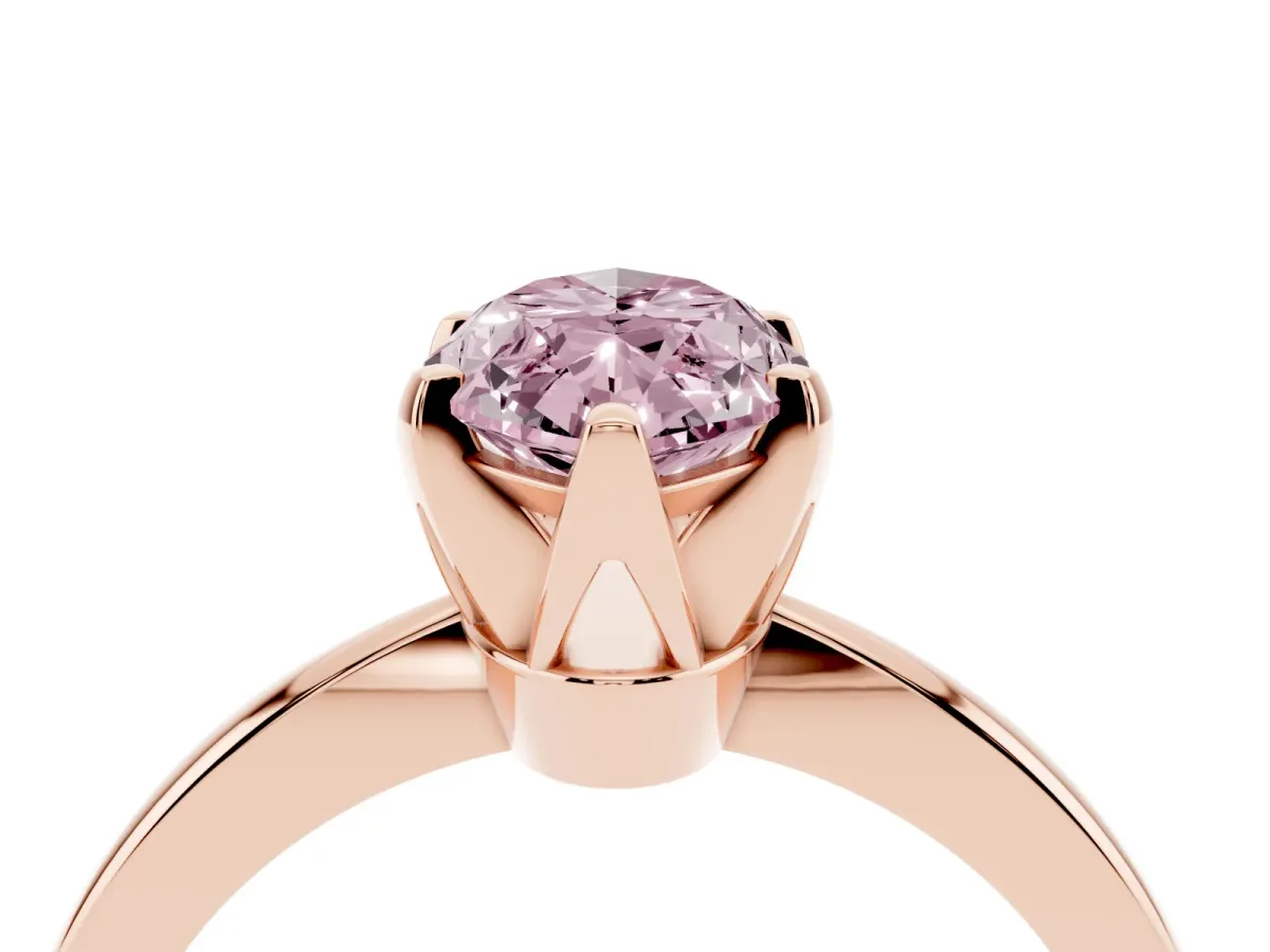 Fancy Pink Marquise Cut Solitaire Engagement Ring with Six-Prong Setting and Tapered Band Rose gold