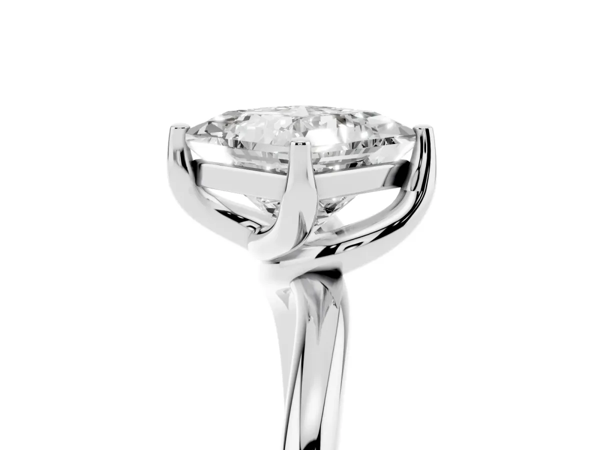 Princess Cut Diamond Solitaire Engagement Ring with Four-Prong Setting and Classic Band White gold