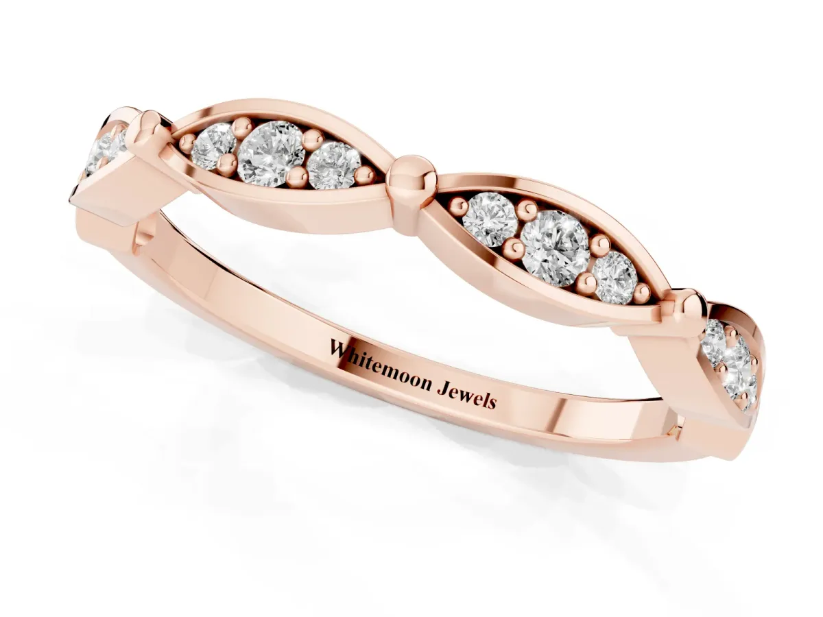 Marquise Diamond Pavé Eternity Band with Bezel Setting Rose gold