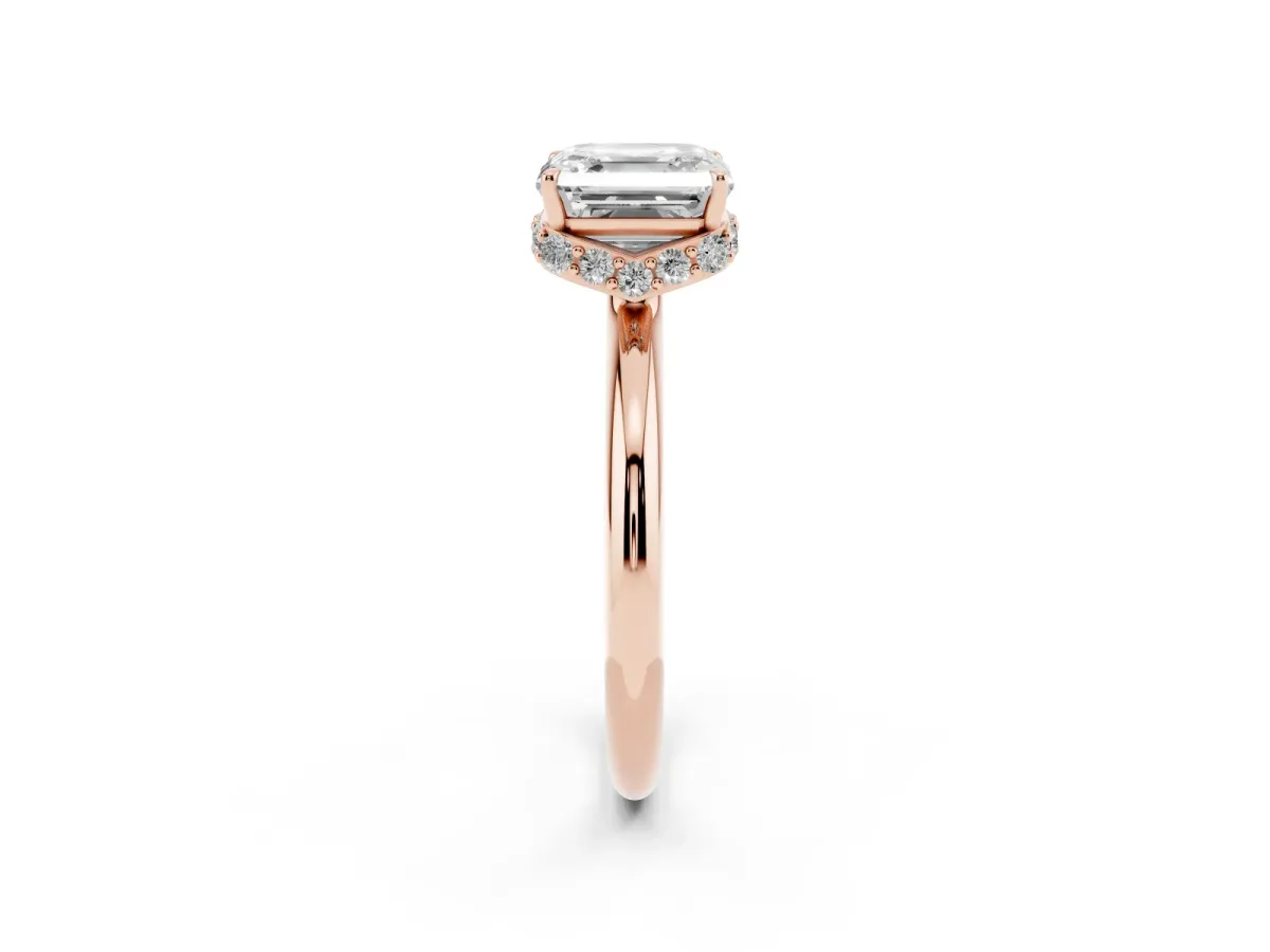 Asscher Cut Brilliant Solitaire Engagement Ring with Six-Prong Setting and Classic Band Rose gold