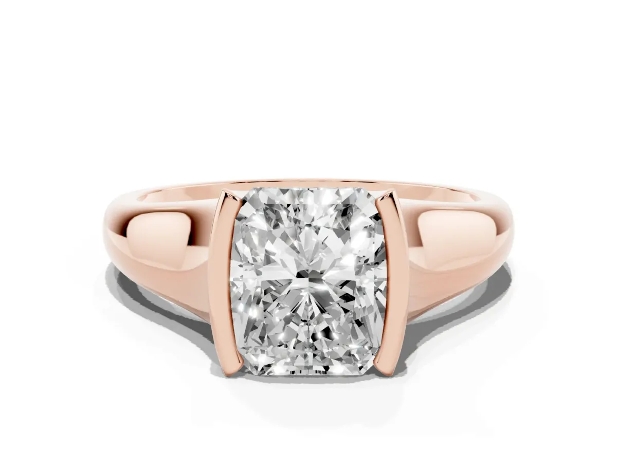 Radiant Cut Solitaire Tension Set Diamond Ring with Split Shank Band Rose gold