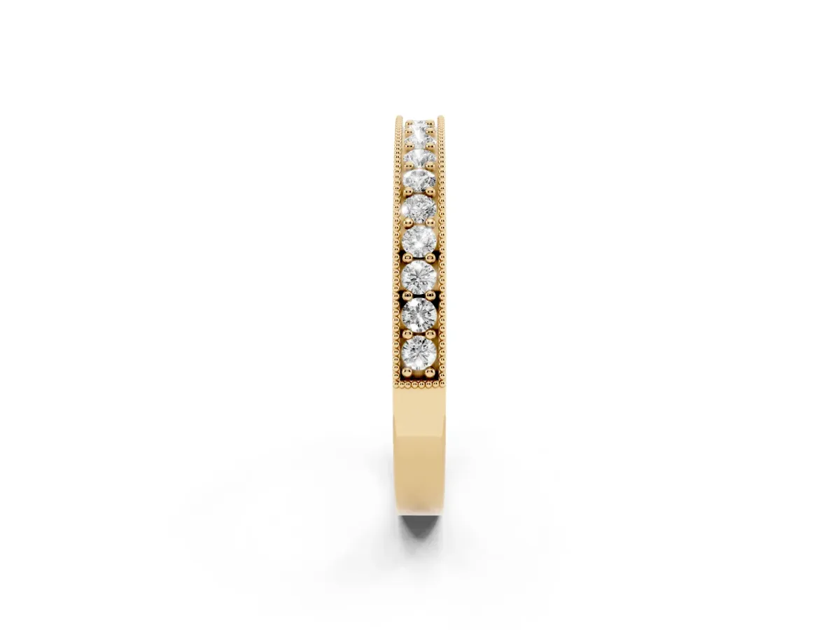 Round Diamond Milgrain Pavé Eternity Band Yellow gold