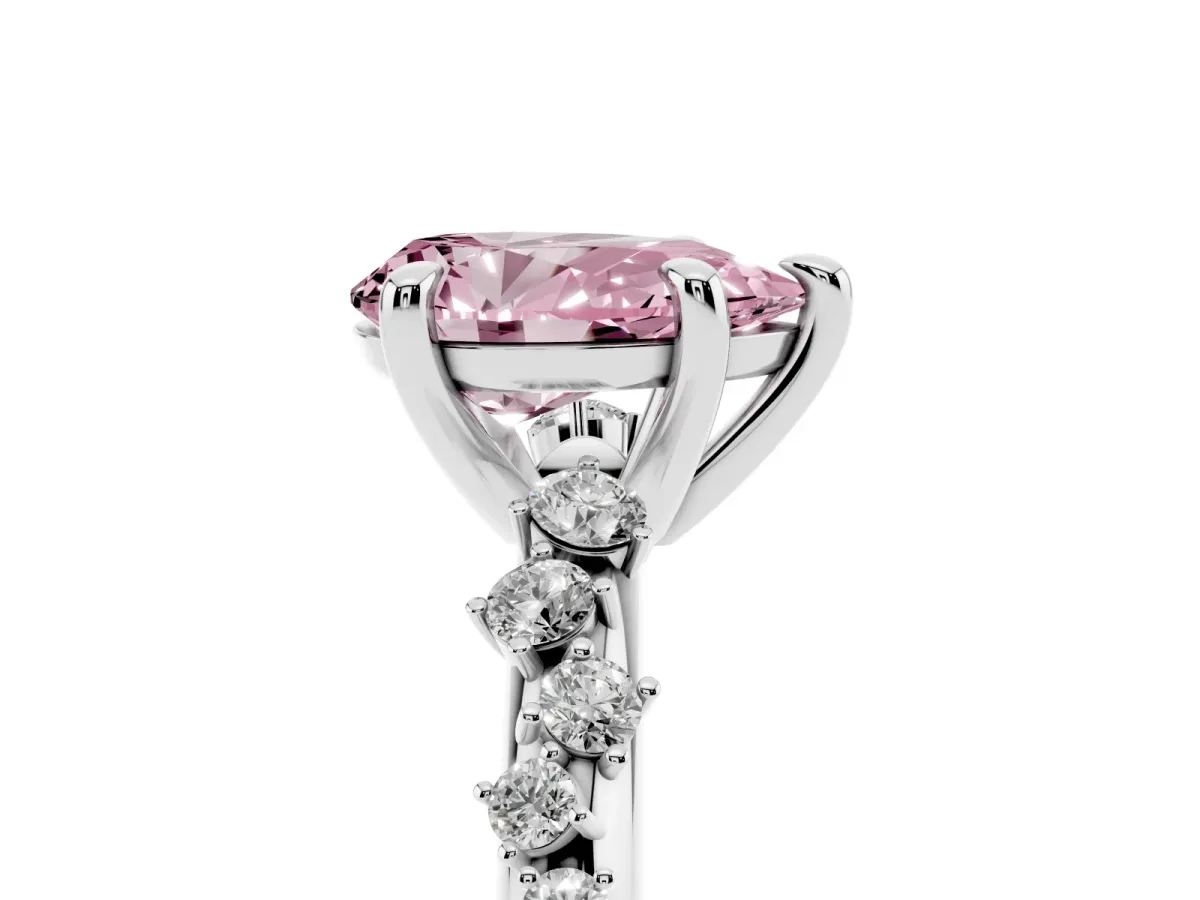 Fancy Pink Pear Cut Cut Diamond Vine Band with Four-Prong Setting Platinum