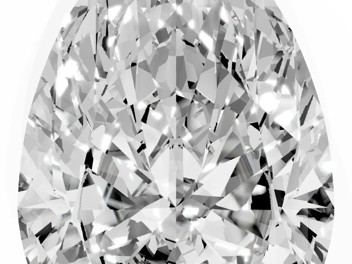 Pear Cut Diamond Ring with Marquise Side Stones and Prong Setting Silver