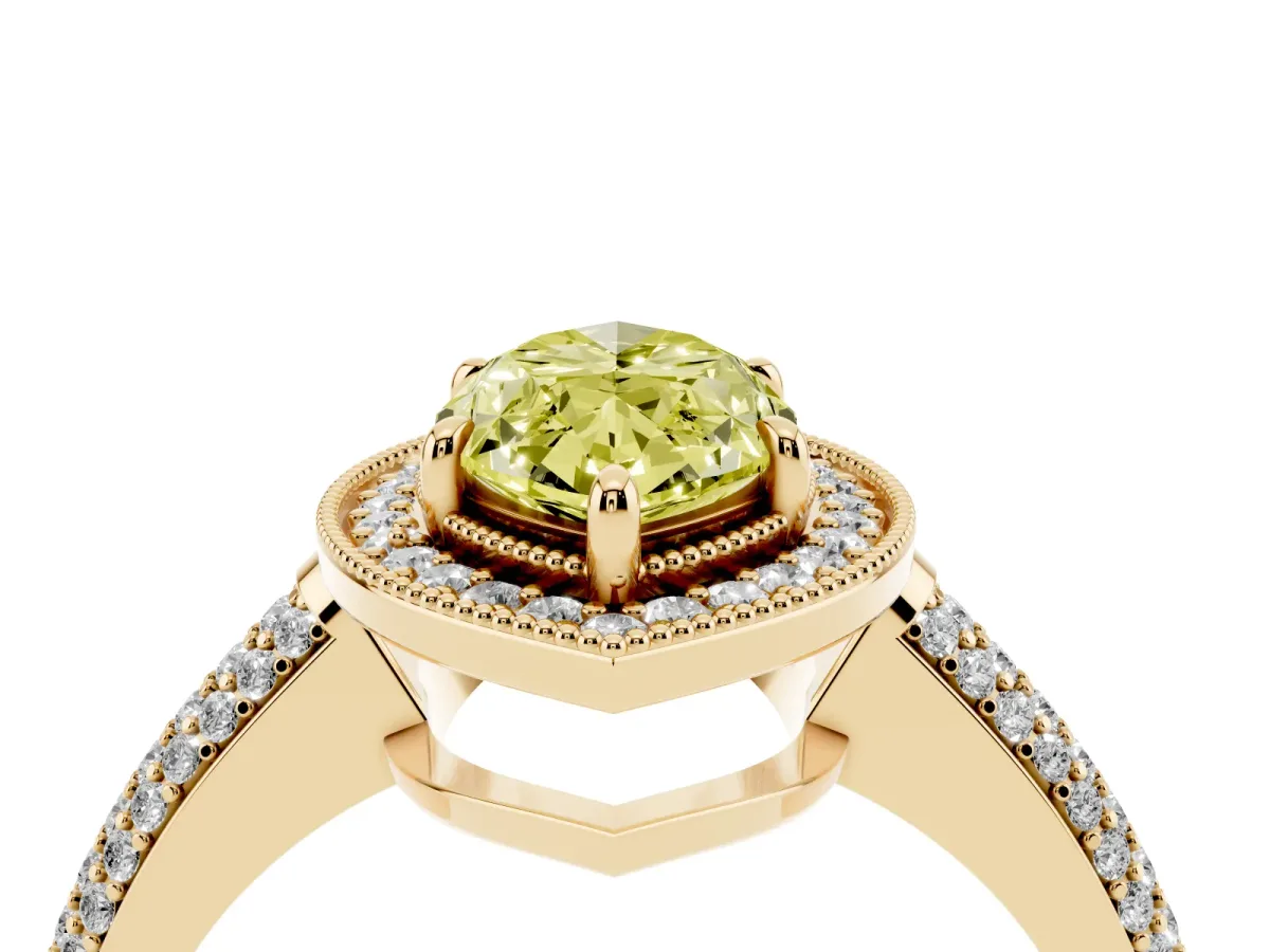 Fancy Yellow Marquise Cut Cut Halo Diamond Pave Band with Four-Prong Setting Yellow gold