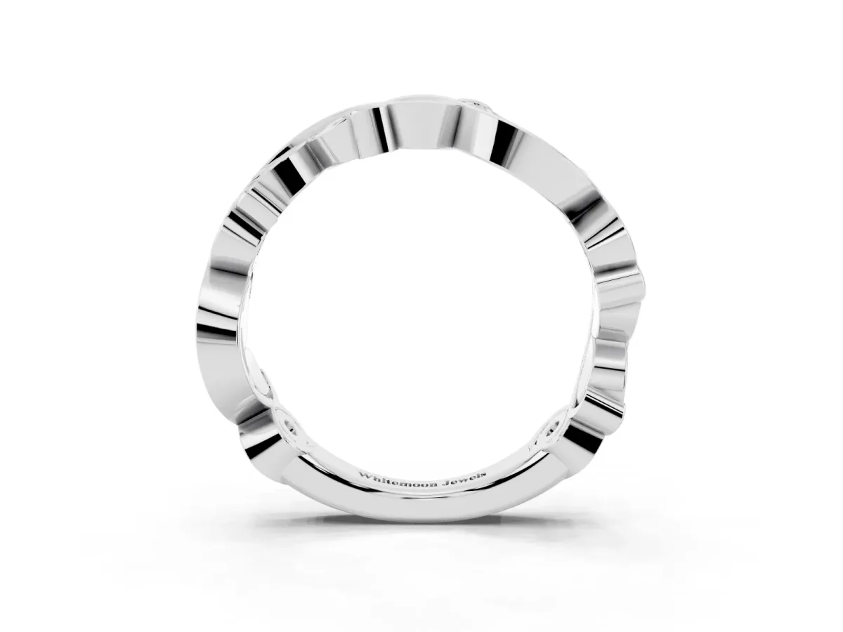 Marquise and Round Diamond Infinity Eternity Band with Bezel Setting White gold