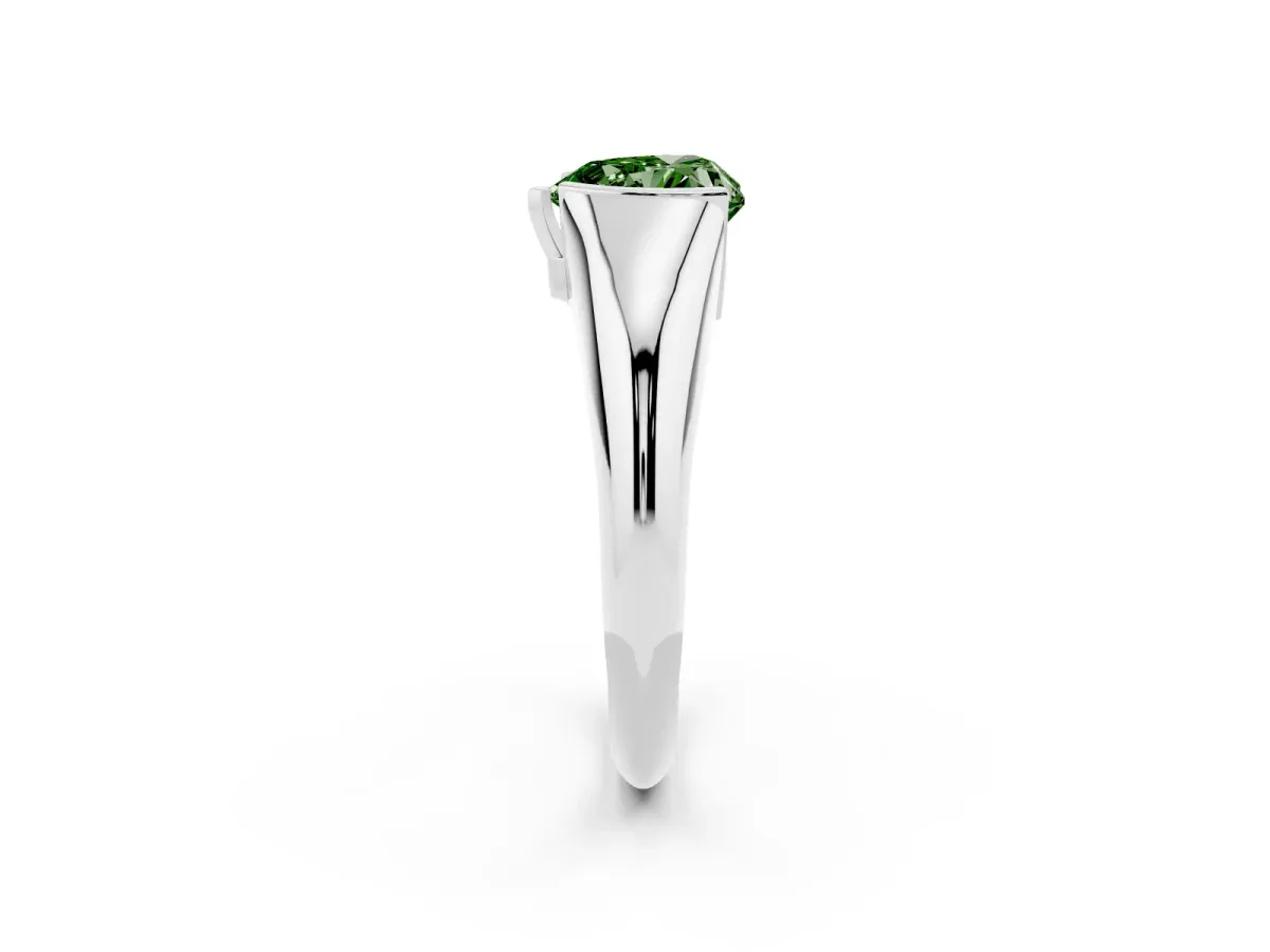Fancy Green Heart Cut Solitaire Tension Set Diamond Ring Platinum