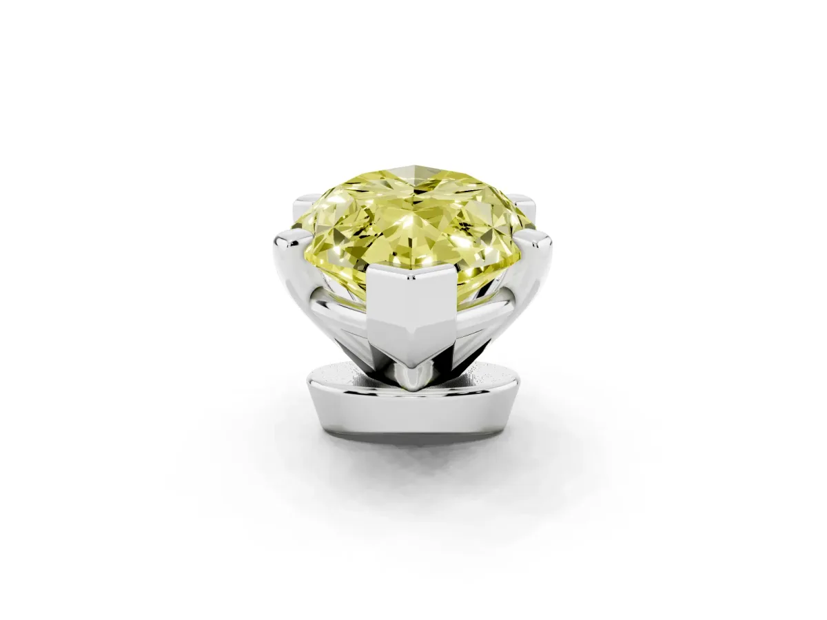 Fancy Yellow Marquise Cut Diamond Solitaire Ring with Prong Setting and Classic Band Silver