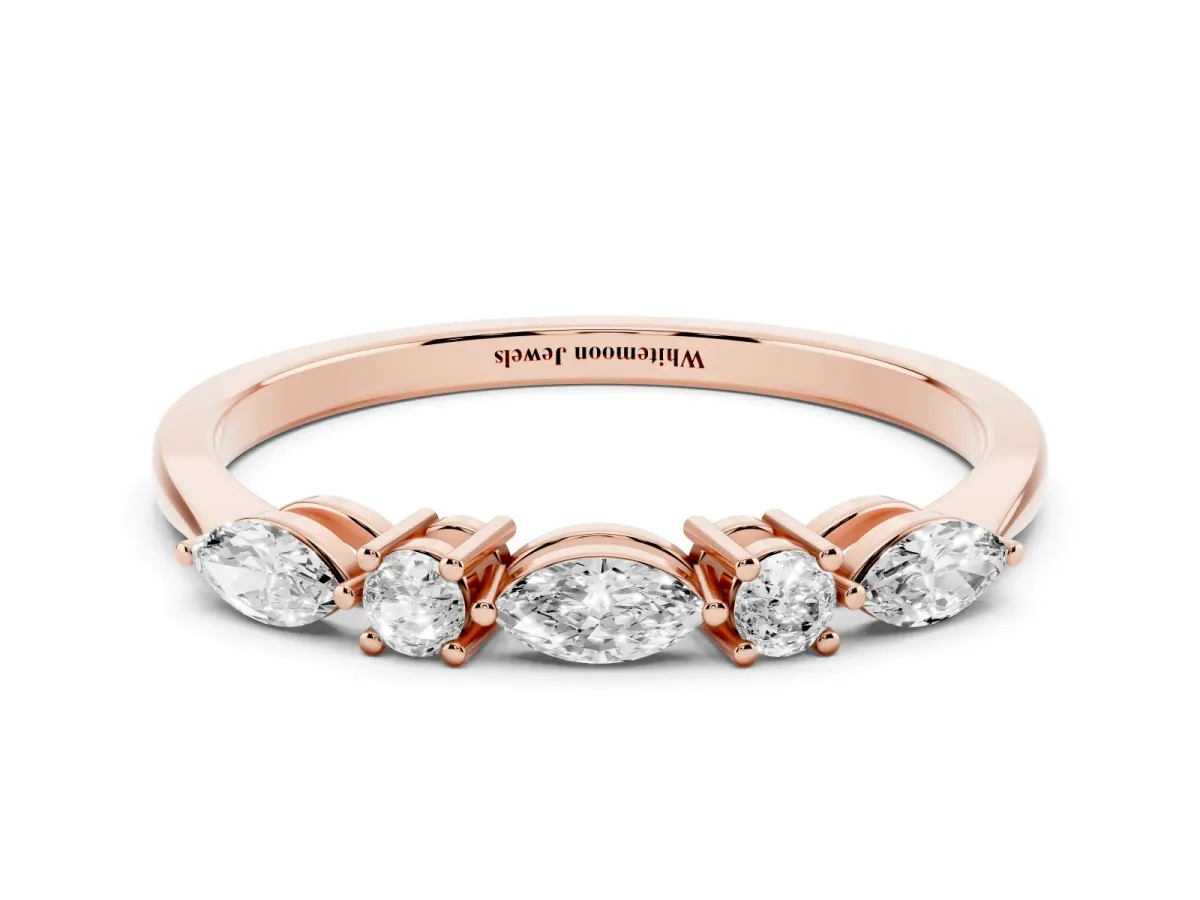 Prong Set Round Diamond Half-Eternity Band Rose gold
